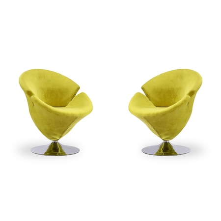 Manhattan Comfort Tulip Swivel Accent Chair in Green and Polished Chrome (Set of 2) 2-AC029-GR